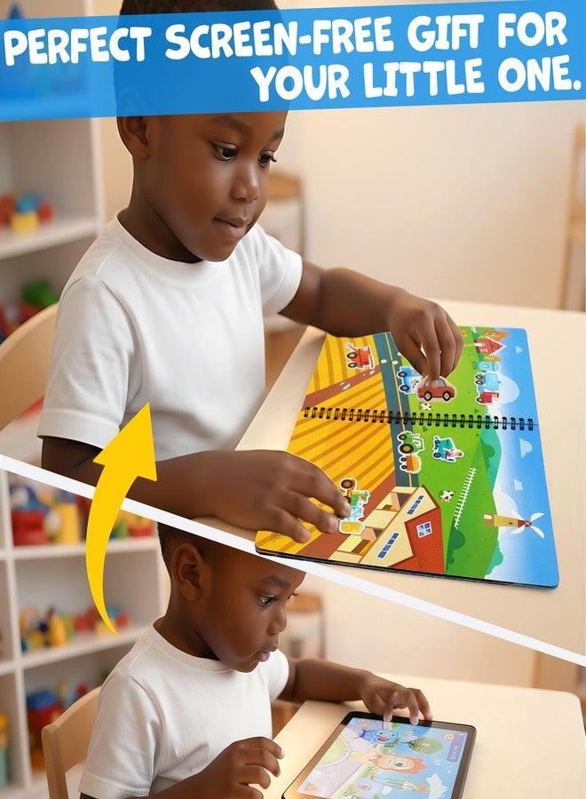 HomeEvolution Reusable Sticker Book for Toddlers - Vehicles & Construction, 3 Sheets Washable Car Truck Jelly Stickers, 9 Play Scenes Sticker Activity Book for Kids, Road Trip Travel Toys - Image 5